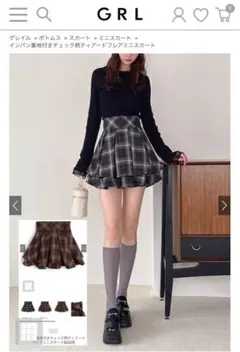 タグ付新品　インパン裏地付きチェック柄ティアードフレアミニスカート[ai229]