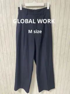 グローバルワーク　ウツクシルエット　ワイドパンツ　イージーパンツ　ネイビー M