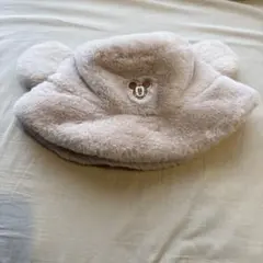 ミッキーマウス 耳付き帽子 クリーム色