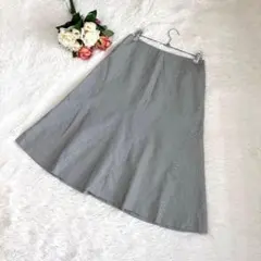 組曲スィス（2）ひざ丈 フレアスカート マーメイド ストライプ 手洗い可 M