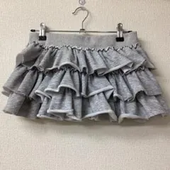 x282 SHEIN フリル付きグレー ミニスカート スカパン S