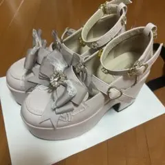 LIZLISA ハートビジュープラットフォームローファー ピンク M