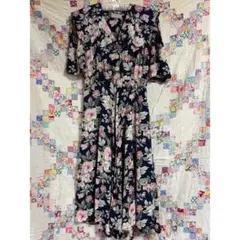 80s US vintage 花柄　フラワープリント　レーヨンワンピース