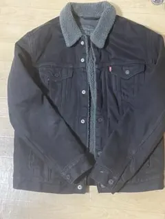 【美品】Levi's ボア襟付きデニムジャケット L/G ブラック