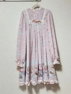 【美品】メタモルフォーゼ 猫ちゃんティータイム Aラインワンピ 髪飾り2点付のサムネイル