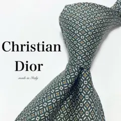 【極美品】Christian Dior ネクタイ 幾何学模様 グリーン