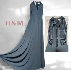 匿名　エレガント　後オープンパーティードレス　マキシ丈　レディースノースリワンピ