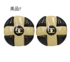 S2204 美品 シャネル ココマーク クロス ラウンド イヤリング