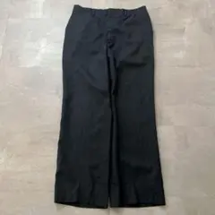 90sVintageウールストライプスラックスW33ストレートチャコールグレー