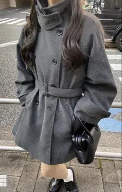 ベルト付きマルチWayフェイクウールコート[fo1762]