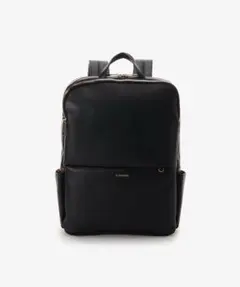 シンプル ブラック レザーバックパック　通勤バッグ　通勤リュック　A4・PC対応