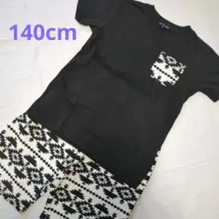 半袖とハーフパンツセット　140cm　黒×オルテガ柄