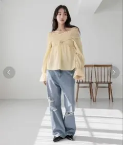 LOWRYSFARM ローリーズファーム フリルクロスギャザーブラウス シャツ