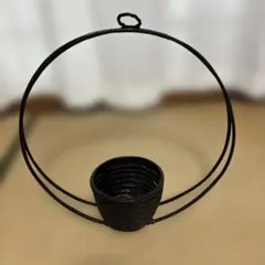 竹製 吊り下げ式花器 黒色