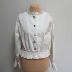 SPINNSフリル付きホワイト長袖シャツのサムネイル