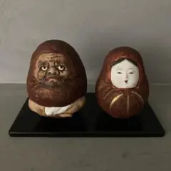 昭和38年 縁起物 達磨 夫婦だるま 共箱・由来説明付 良三作 骨董 昭和38年 縁起物 達磨 夫婦だるま 共箱・由来説明付 良三作 骨董