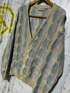 極限定 LACOSTE 70s 縫込み アーガイルニットカーディガン Lサイズ