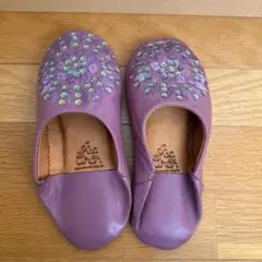 モロッコスタイル　バブーシュ　紫