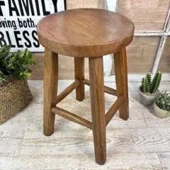 訳あり品！オールドチーク天然無垢材丸ハイスツールカウンターチェア