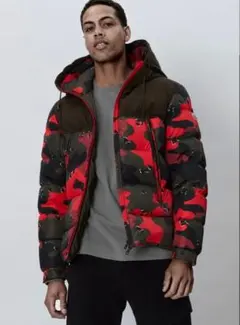 迷彩柄ダウンジャケット（赤・黒・緑）