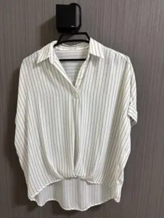 INGNI イング【M】ブラウス ホワイトストライプ 半袖シャツ フォーマル