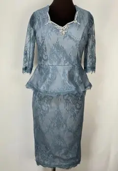 MOARADY レースペプラムドレス ワンピース レース ビジュー パーティ