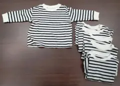 6枚 ユニクロ ボーダー 長袖Tシャツ ロンT カットソー クルーネック 90