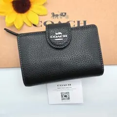 COACH 折り財布 新品 ブラック 新作 お札入れ 小銭入れ 在庫わずかのサムネイル