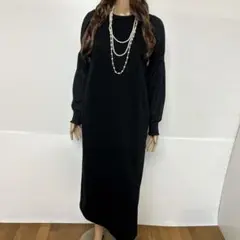 vis ビス大人気ブラックデザインロングワンピーマキシワンピース