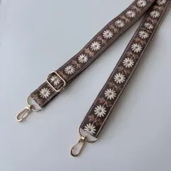 ハンドメイド　インド刺繍リボンスマホショルダー　ストラップ　花柄1-1