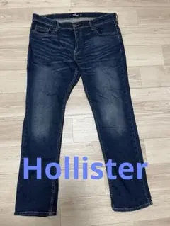 Hollister メンズダークブルー スリムストレートデニム