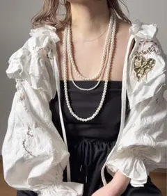 イミテーションパールロングネックレス