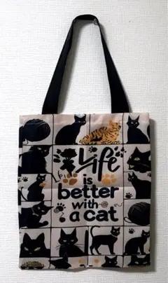 猫柄　プリント　トートバッグ　R-5