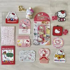ハローキティ 50周年 ラバーキーホルダー ステッカー キーホルダー セット