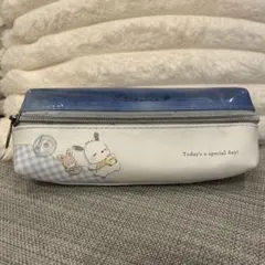 ポチャッコ 筆箱 クリアブルーと白
