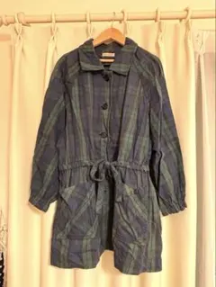 レディース チェックシャツ グリーン 紺 チェックワンピース