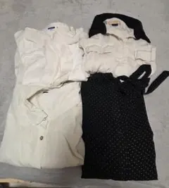 長袖　ブラウス　シャツ　まとめ売り　白　黒　ドット　M　仕事着