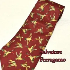Salvatore Ferragamo フェラガモ ネクタイ 鴨　総柄 シルク