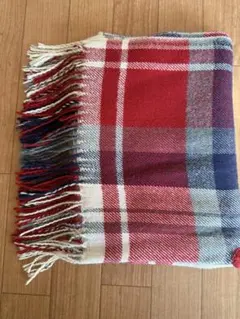 チェック柄フリンジマフラー