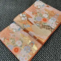 【美品】袋帯 豪華織り 華紋 六通柄 428cm 標準サイズ