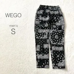 【ウィゴー】テーパードパンツ ペイズリー柄 ウエストゴム 綿混 カジュアル 黒