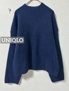 k0695 UNIQLO スフレヤーンモックネックセーター ブルー