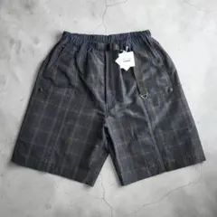 【新品 2026SS】コムデギャルソンオム 麻混チェックショーツ S ネイビーのサムネイル