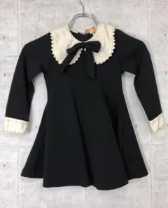 mezzo piano 古着 フリル襟 胸元大きな リボン 長袖ワンピース