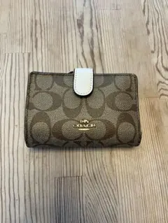 COACH 二つ折り財布 ブラウン/ホワイト