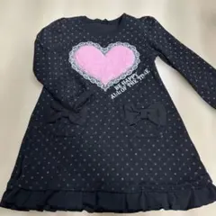 ハート　ドット柄ワンピース110サイズ　リボンポケット付き