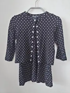 agnes bENFANTネイビー・ホワイト水玉ワンピース＆ジャケット100cm