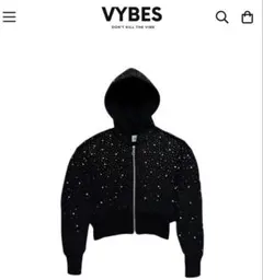 VYBES ラインストーン パーカー ジップアップ キラキラ - メルカリ