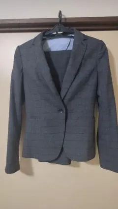 グレー チェック柄 テーラードスーツ上下　SuitSelect　パンツスーツ上下