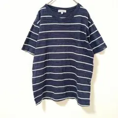ビューティアンドユース　ボーダー柄 半袖Tシャツ ネイビー/ホワイト　L